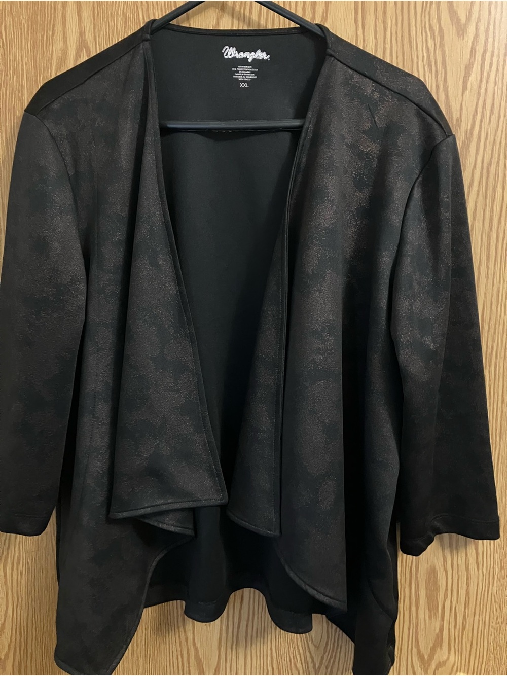 Wrangler Plus Size XXL Women's Black and Brown Draped Open-Front Blazer